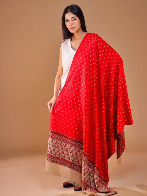 Women's Jamawar Aari Embroidery Wool Shawl